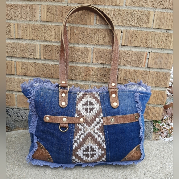 Myra Bag Bags Nwt Myra Bag Rustic Denim Tribal Canvas Leather Sofia